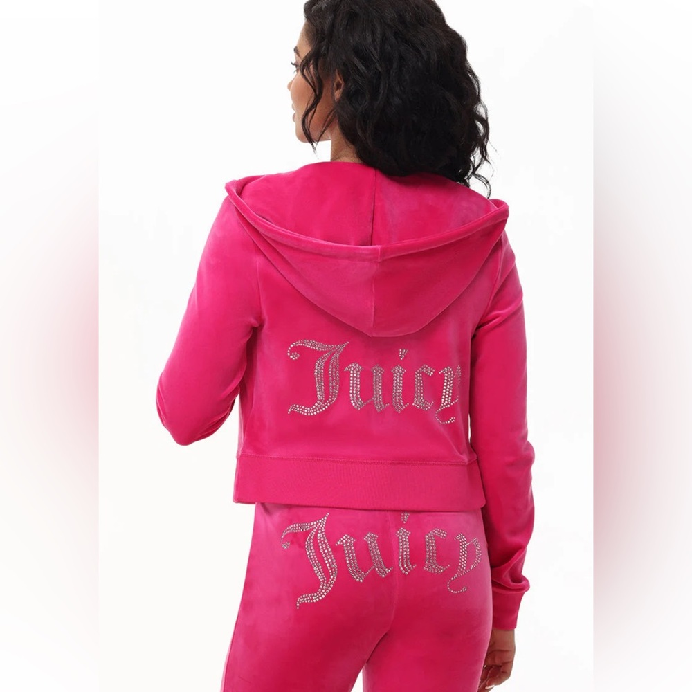 Juicy Couture 💖 Hot Pink OG Bling Velour Tracksuit Y2K Pink Party L (31” inseam)
